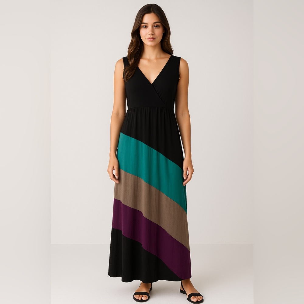 Spense Colorblock Maxi Dress - Petite Large, EUC